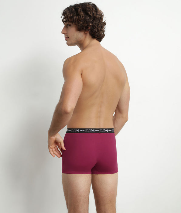DIM Pack de 3 bóxers para hombre de algodón elástico Negro Caqui Rojo Dim