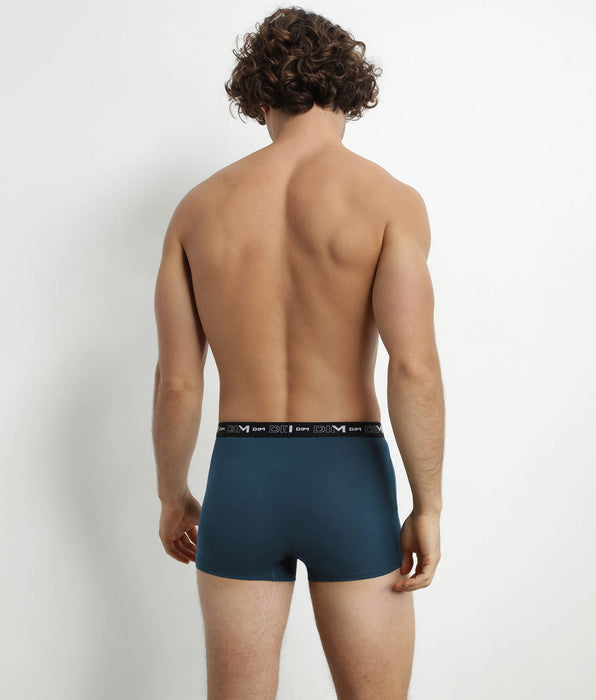 DIM Pack de 3 calzoncillos bóxer de algodón elástico para hombre Negro Verde Azul Dim