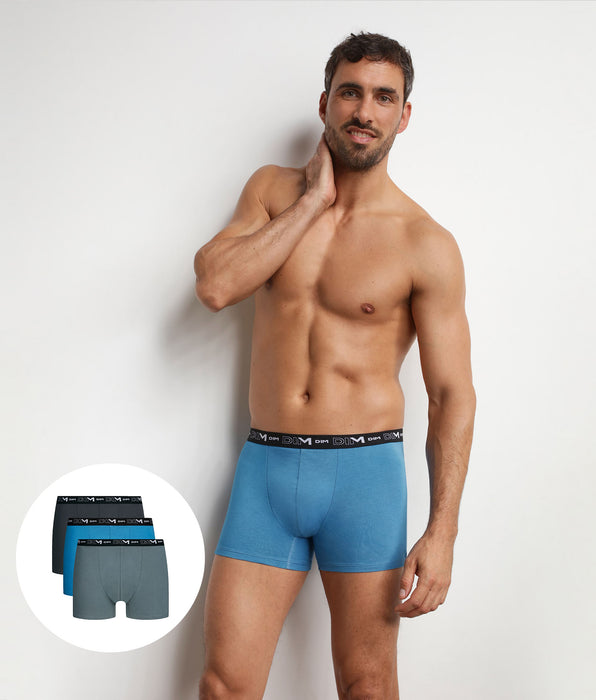 DIM Pack de 3 bóxers para hombre Bleu Elegant Dim Coton Stretch