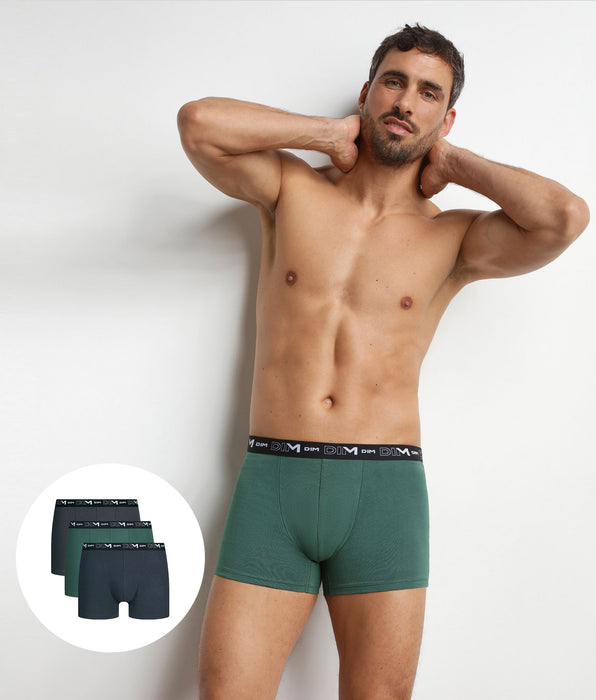 DIM Pack de 3 bóxers para hombre Vert Nébuleuse Dim Coton Stretch