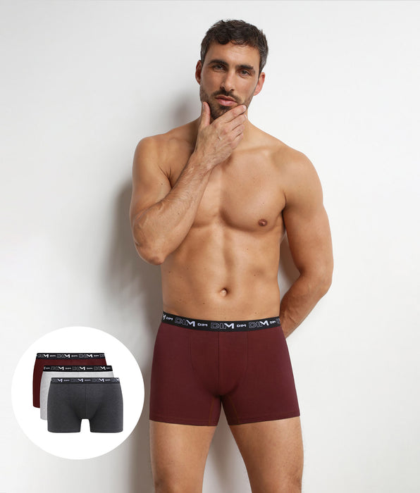 DIM Pack de 3 bóxers para hombre Cendre Dim Coton Stretch