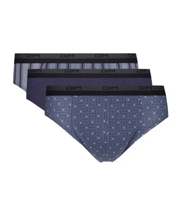 DIM Juego de 3 calzoncillos tipo slip en algodón con estampado de cruces Azul Dim Coton Print