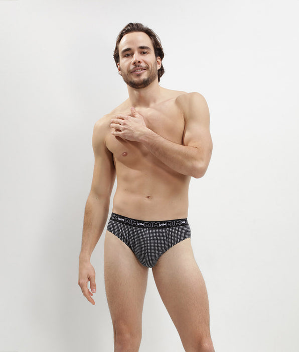 DIM Juego de 3 calzoncillos tipo slip en algodón con estampado de cubos Gris Dim Coton Print