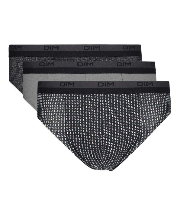 DIM Juego de 3 calzoncillos tipo slip en algodón con estampado de cubos Gris Dim Coton Print