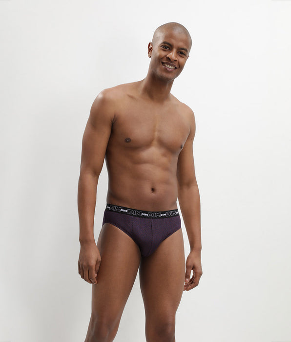 DIM Juego de 3 calzoncillos tipo slip en algodón con estampado de lunares Negro Dim Coton Print