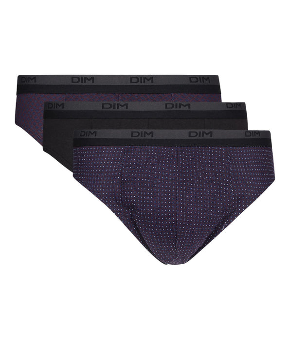 DIM Juego de 3 calzoncillos tipo slip en algodón con estampado de lunares Negro Dim Coton Print
