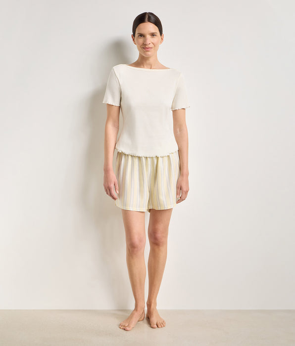 DIM Short de pijama de twill a rayas amarillo pálido Slow Days Fresh Vibes