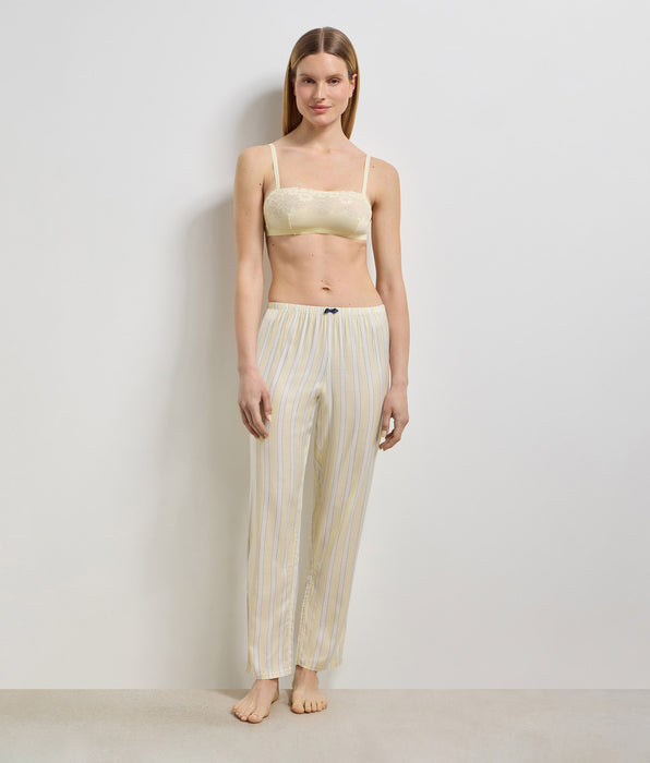 DIM Pantalón de pijama de twill a rayas crudo amarillo Slow Days Fresh Vibes