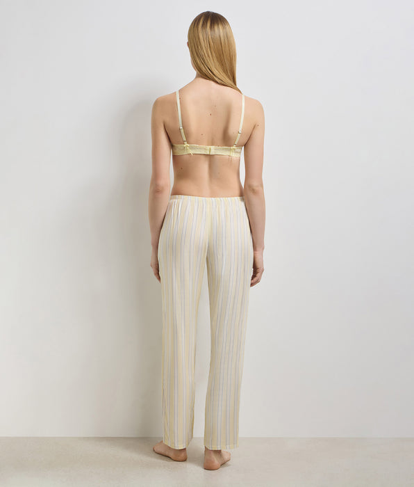 DIM Pantalón de pijama de twill a rayas crudo amarillo Slow Days Fresh Vibes