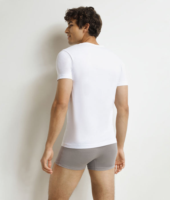 DIM Lot de 2 t-shirts homme en coton blanc à col en V EcoDim