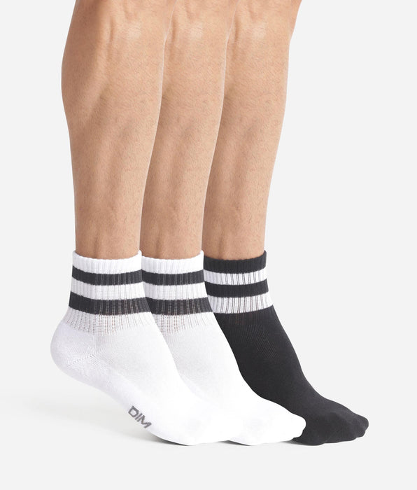 DIM Pack de 3 pares de calcetines bajos para hombre Blanco Negro EcoDim