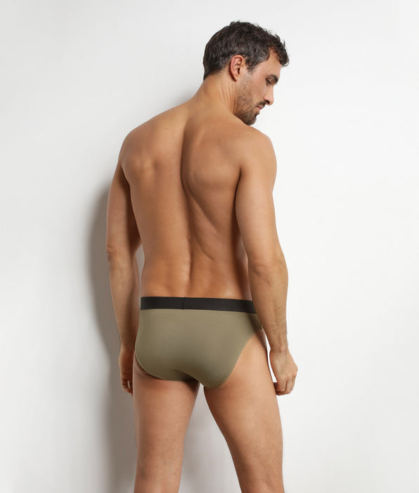 DIM Pack de 3 slips para hombre de algodón Negro Caqui Rojo Confort puro