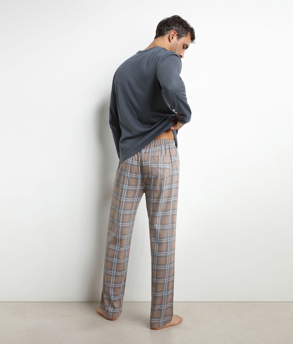 DIM Pijama de hombre con pantalón de jersey gris a cuadros Dim Nightwear