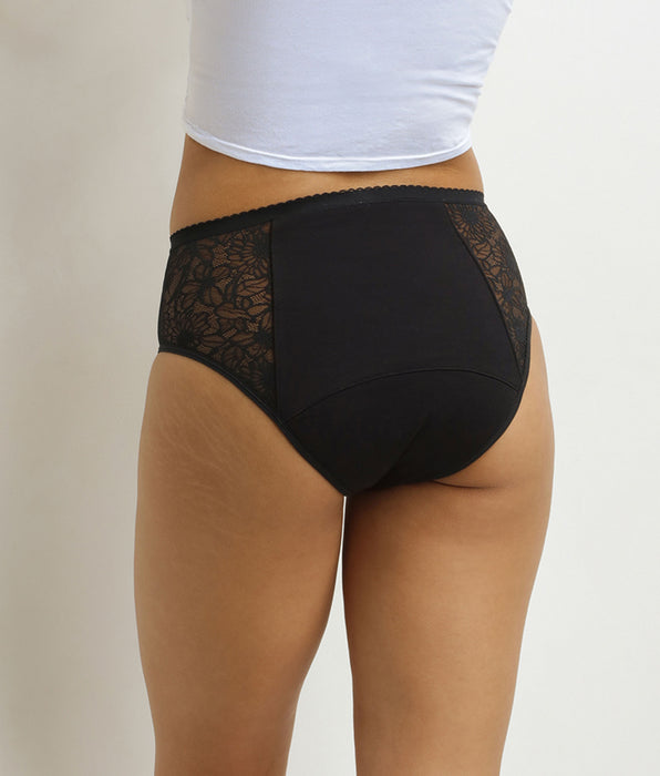 DIM Bragas menstruales de flujo muy abundante negras con flores Dim Protect