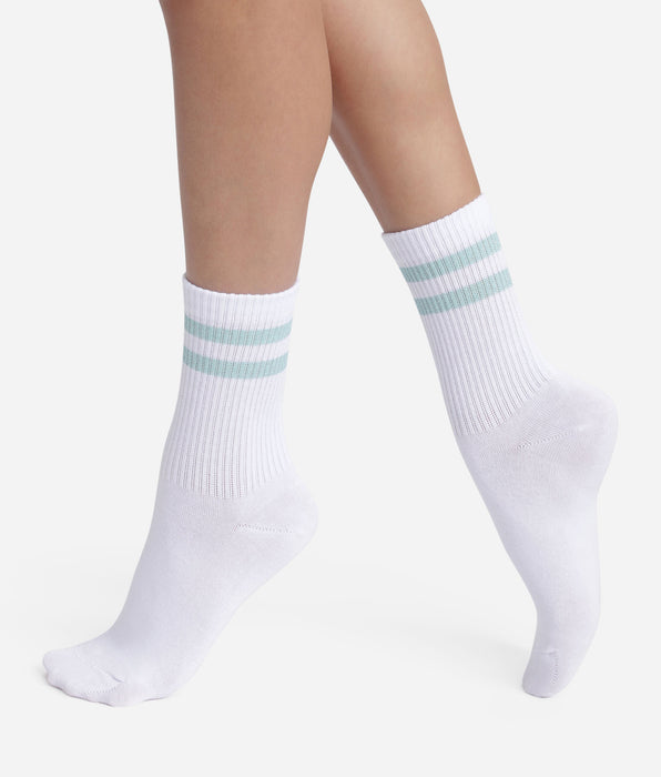 DIM Calcetines de algodón acanalado Blanco y lurex Azul Dim Mode