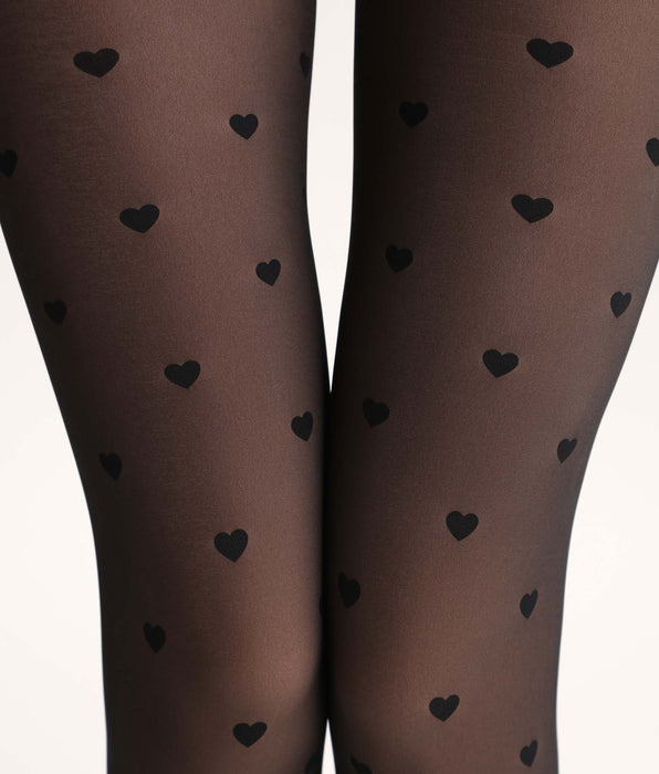 DIM Pantis negras con corazones Thermo

