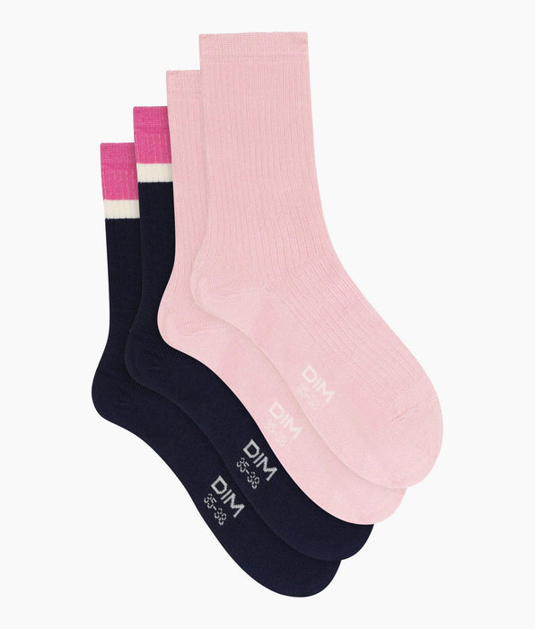 DIM Pack de 2 pares de calcetines de algodón Marine Rose Dim Modal