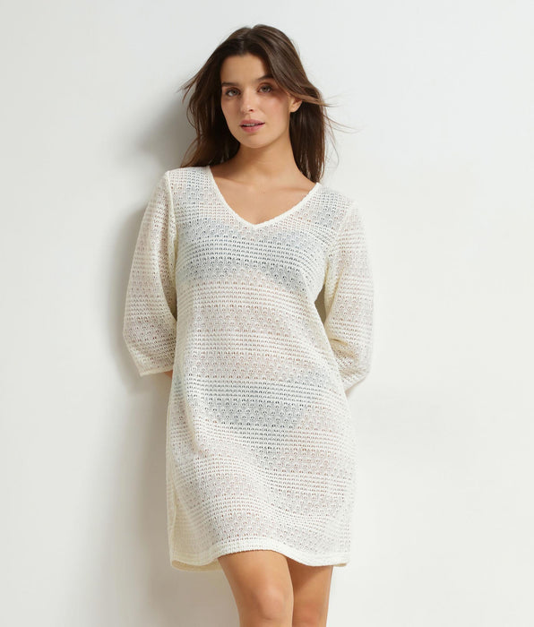 DIM Vestido de playa de mujer en punto Écru Dim