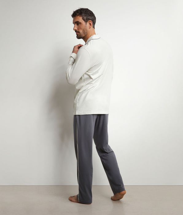 DIM Conjunto de pijama para hombre con pantalón y camisa de jersey gris oscuro Dim Nightwear
