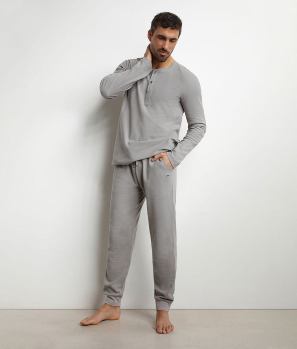 DIM Conjunto de pijama con pantalón y cuello serafino de jersey gris Dim Nightwear