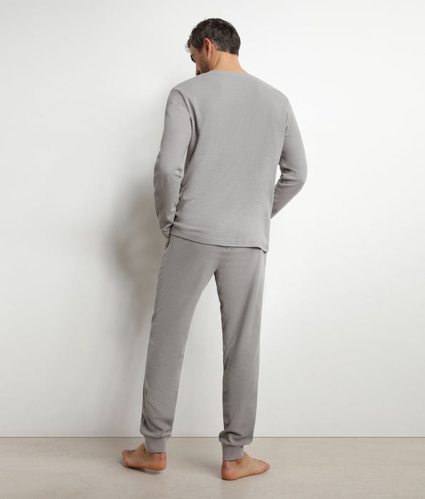DIM Conjunto de pijama con pantalón y cuello serafino de jersey gris Dim Nightwear