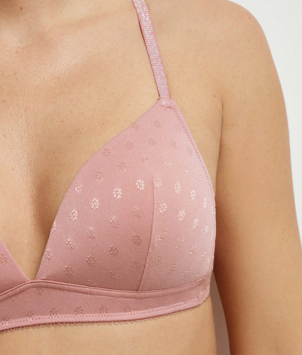 DIM Sujetador triangular acolchado sin aros de microfibra rosa floral – Cosy Time
