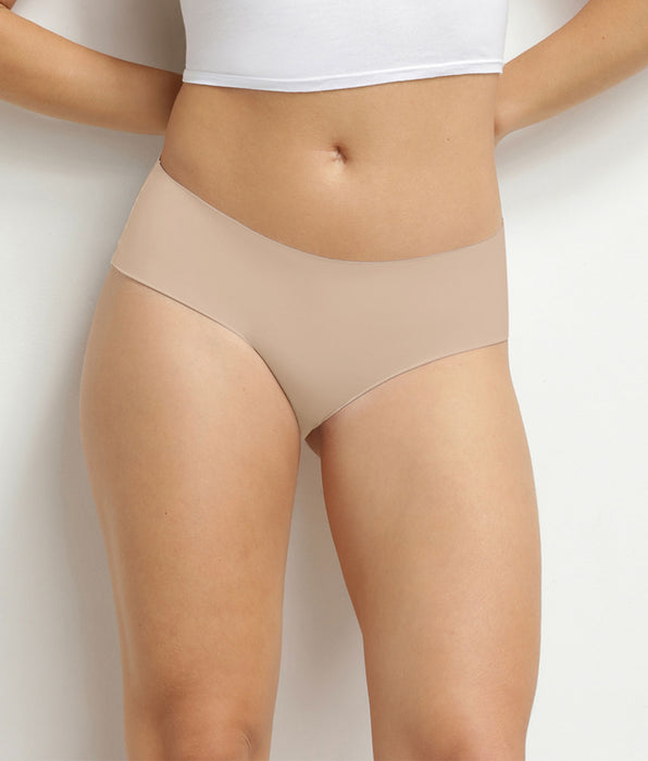 DIM Braguitas de cintura alta invisibles para mujer en microfibra Nude Dim