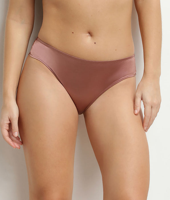 DIM Braguitas de mujer de satén y encaje floral Marron Chocolove