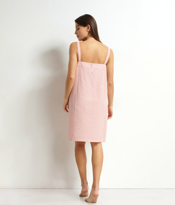 DIM Camisón de mujer vichy seersucker Abricot Écru Dim Nightwear