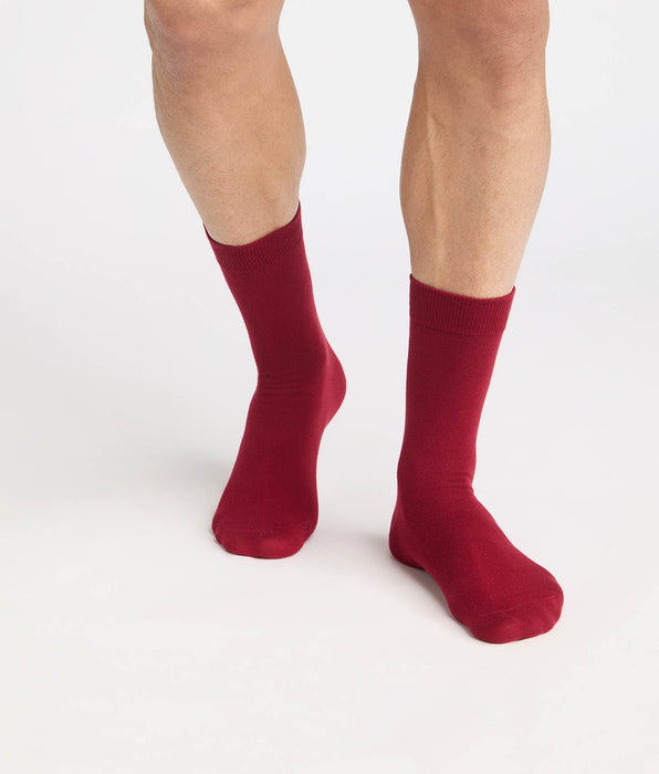 DIM Calcetines hombre media caña rojo oscuro con estampado de reno Coton Fancy