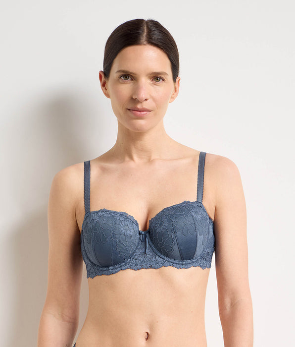DIM Sujetador balconette con aros y copas con relleno azul empolvado Slow Days Fresh Vibes