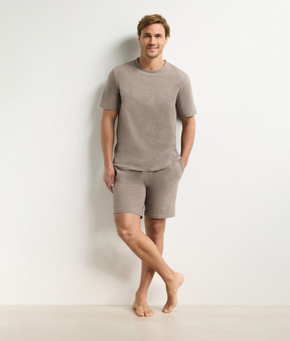 DIM Conjunto de pijama corto para hombre marrón jaspeado Dim Jersey Elastane
