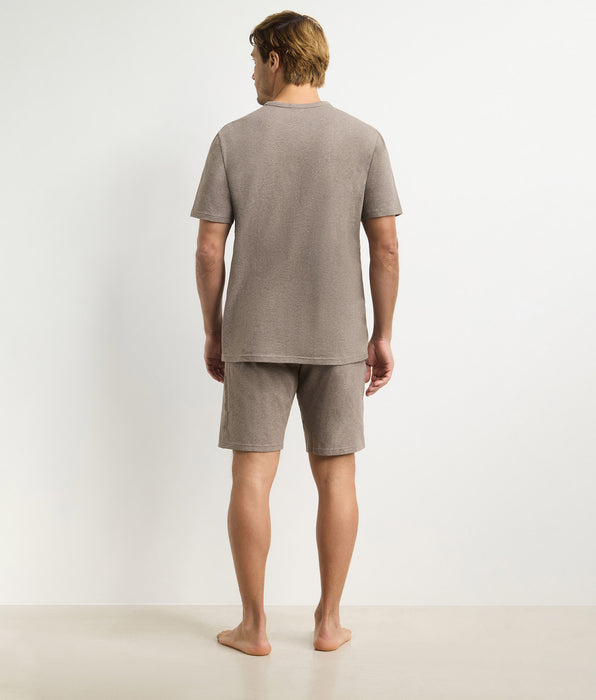 DIM Conjunto de pijama corto para hombre marrón jaspeado Dim Jersey Elastane
