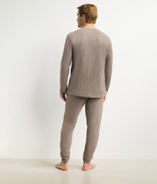 DIM Conjunto de pijama con pantalón para hombre marrón jaspeado Dim Jersey Elastane