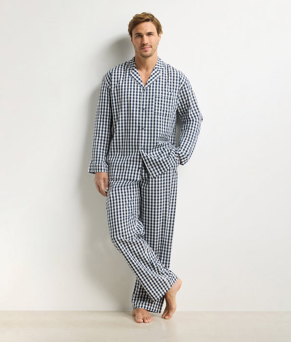 DIM Conjunto de pijama de hombre con pantalón vichy azul Dim Woven