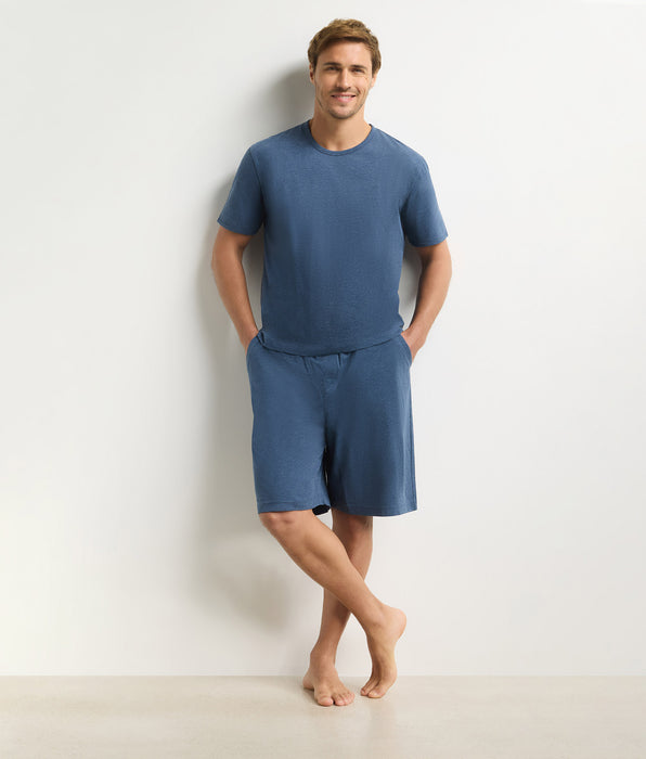 DIM Conjunto de pijama corto de hombre azul jaspeado Dim Jersey