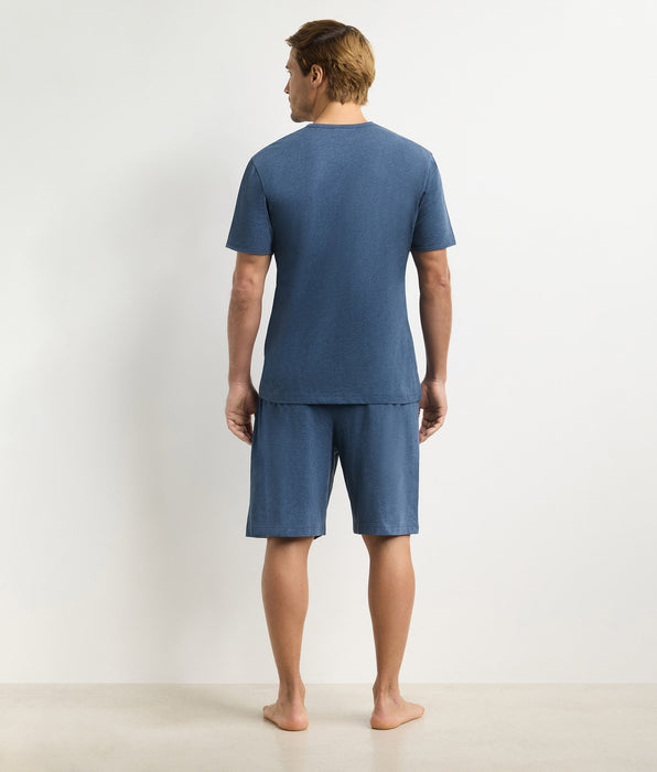 DIM Conjunto de pijama corto de hombre azul jaspeado Dim Jersey