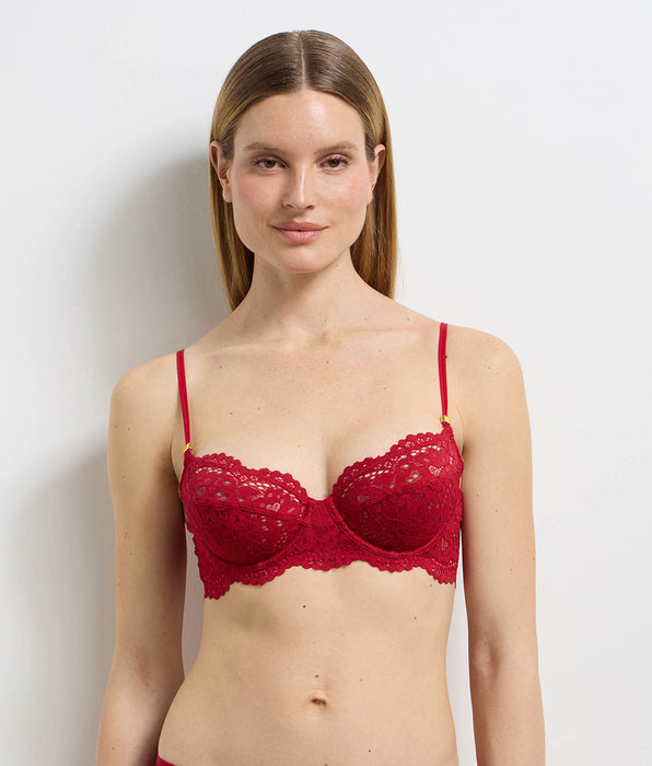 DIM Sujetador balconette con aros de encaje rojo Burning Eclat
