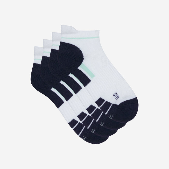 Pack de 2 pares de calcetines tobilleros cortos de mujer para impacto medio Blanco Dim Sport, , DIM