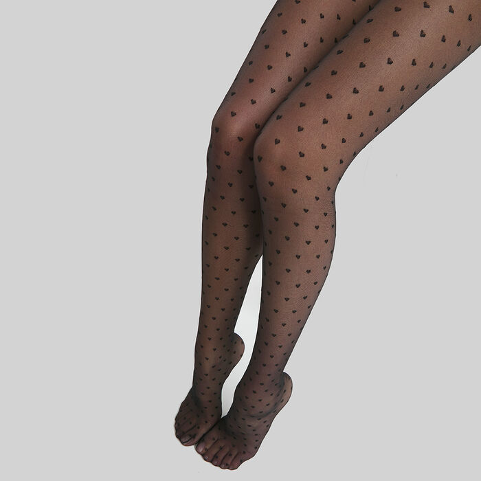 Pantis transparentes de mujer con corazones Negros 19D Dim Style, , DIM