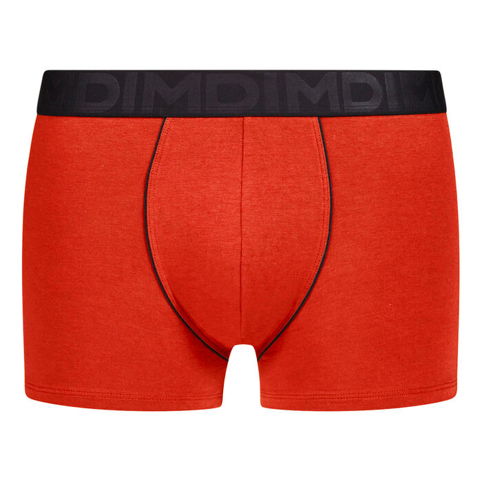 Bóxer masculino de algodón modal naranja con la cintura negra Dim Classic, , DIM