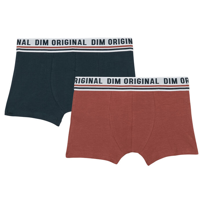 Pack de 2 bóxer en algodón elástico Azul Rojo cintura retro Dim Originals, , DIM