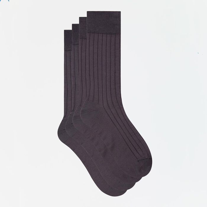Pack de 2 pares de calcetines para hombre gris de hilo de Escocia, , DIM