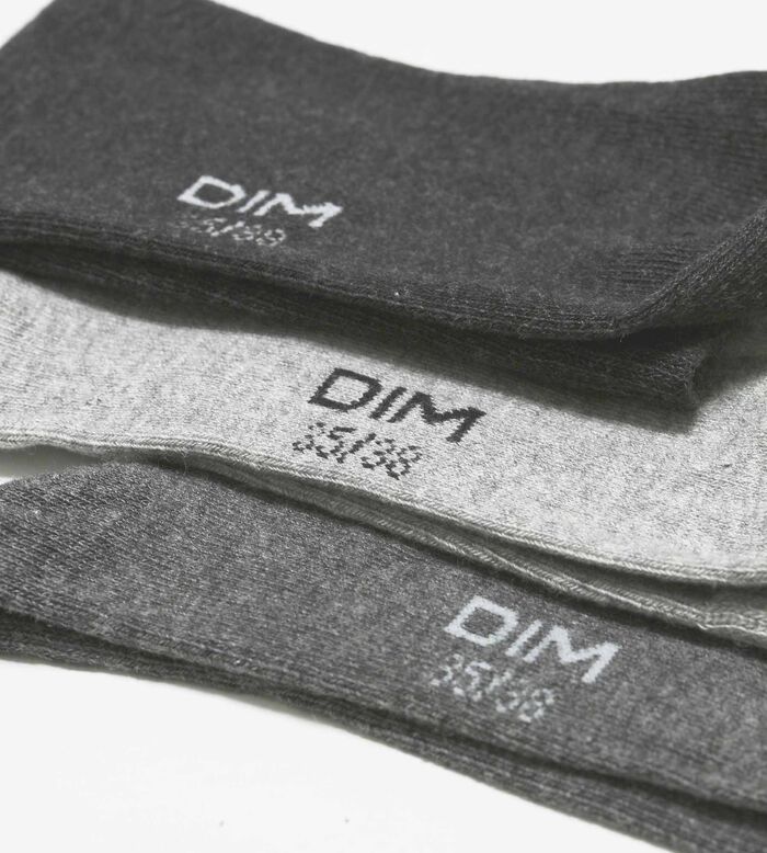 Pack de 3 pares de calcetines de mujer de algodón Gris Dim, , DIM