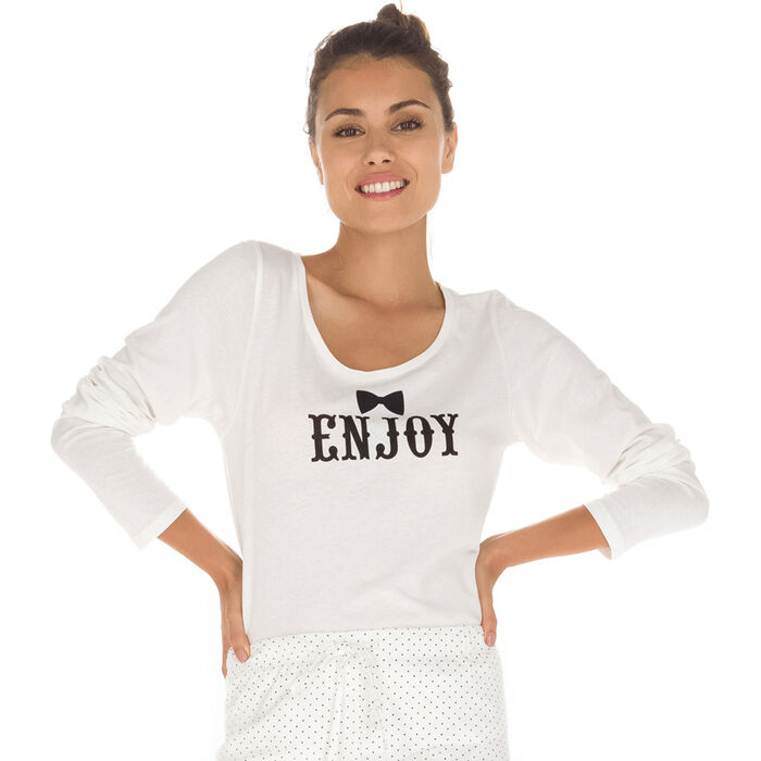 T-shirts manches longues nacre 100% coton Femme-DIM
