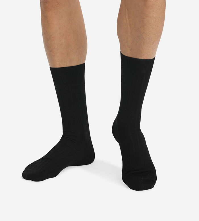 Pack de 2 pares de calcetines negros de hilo de Escocia para hombre, , DIM