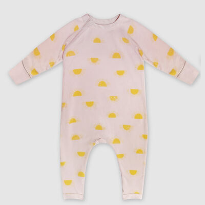 Pijama para bebé de algodón bio beige estampado sol Dim Baby, , DIM