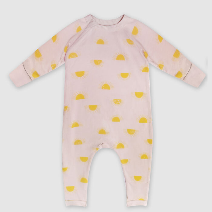 Pijama para bebé de algodón bio beige estampado sol Dim Baby, , DIM