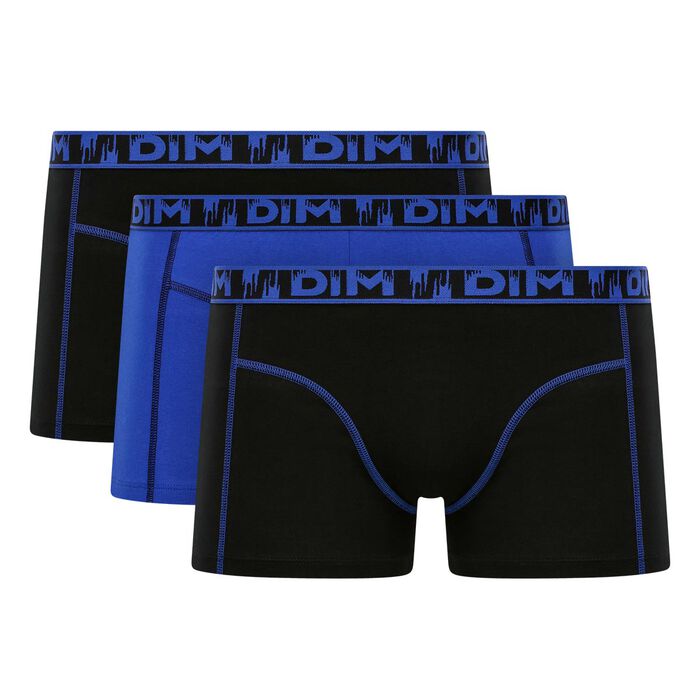 Pack de 3 bóxers de algodón elástico negro y azul Ecodim Mode , , DIM
