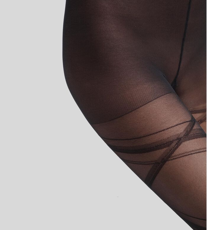 Pantis semiopacos con estampado de cintas en Negro Dim Style, , DIM